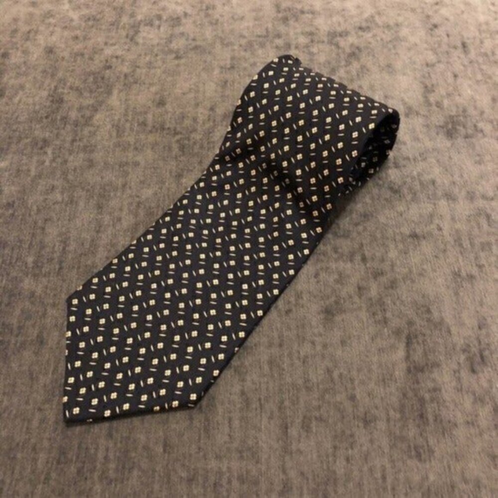 Nautica Tie Navy Yellow Flower Print Necktie